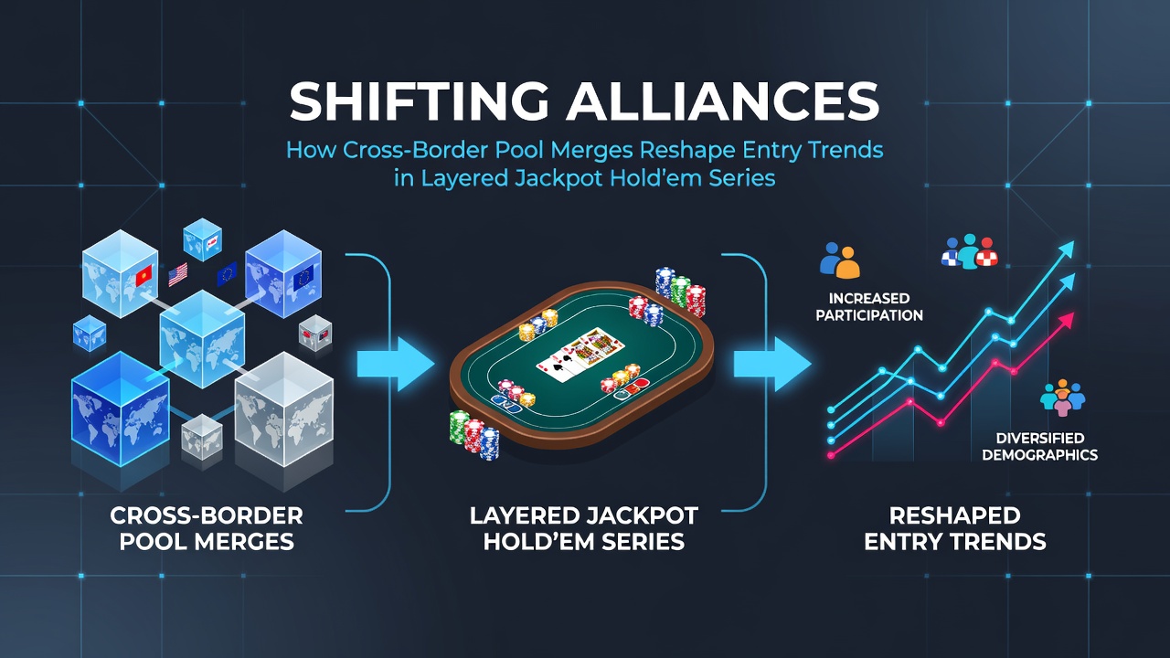 Illustration zu grenzüberschreitenden Poker-Pool-Merges und veränderten Eintrittstrends in Jackpot Hold'em Serien