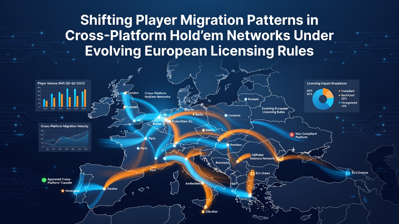 Karte mit Spielermigrationsmustern in europäischen Hold'em-Netzwerken