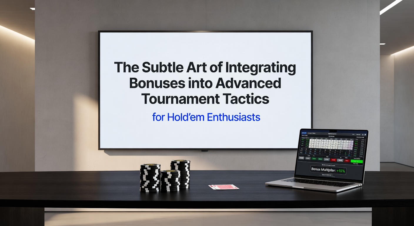 Poker-Spieler analysiert Turnierstrategien mit Fokus auf Bonusintegration am Bildschirm